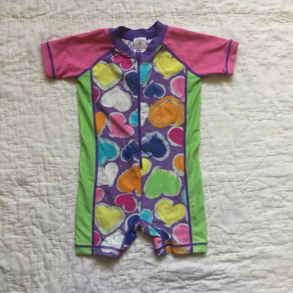 Hanna Anderson 2T swim one piece zip rash guard
